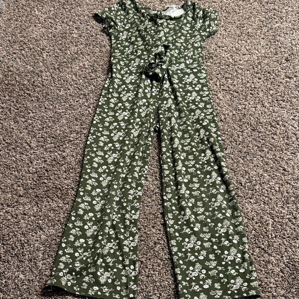 Source Unknown Green Floral Romper